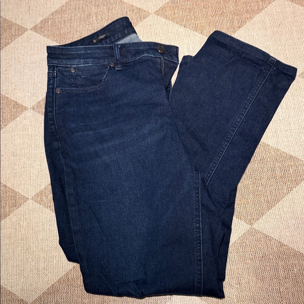 Talbots Women's Straight Leg Jeans in Dark Blue Denim